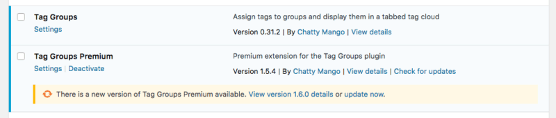 Screenshot - Tag Groups Premium - Updates - WordPress