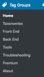 Tag Groups menu - WordPress