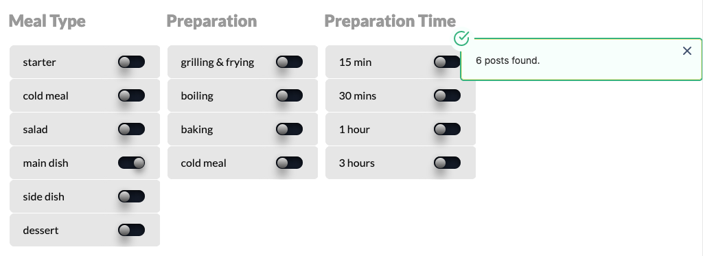 screenshot WordPress toggle post filter